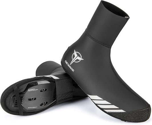 GEWAGE Cycling Shoe Covers Winter Thermal Warm Cycling Overshoes Water Resistant Windproof Bike Bicycle Shoe Covers for Man Woman (Black, XXX-Large)
