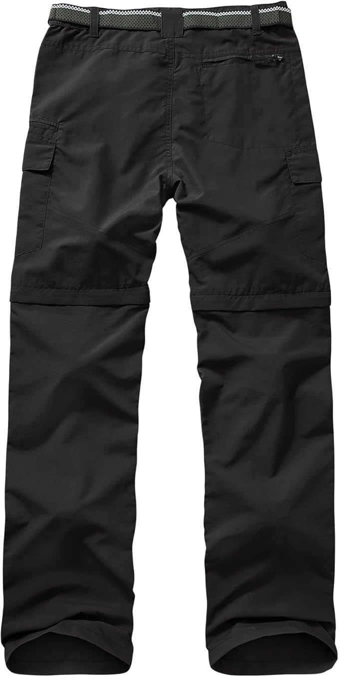 Mens Hiking Convertible Pants Quick Dry Waterproof Zip Off Lightweight Cargo Safari Fishing Work Pants Trousers with Belt