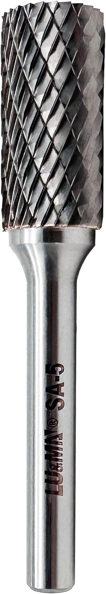 SA-5 Tungsten Carbide Burr Cylinder Shape Double Cut Rotary Burr File(1/2” cutter Dia X 1”Cutter Length) with 1/4'' Shank dia By LU&MN