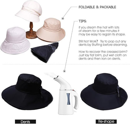 Comhats S/M/L/XL/XXL Womens Summer Flap Cover Cap Cotton UPF 50+ Sun Shade Hat with Neck Cord