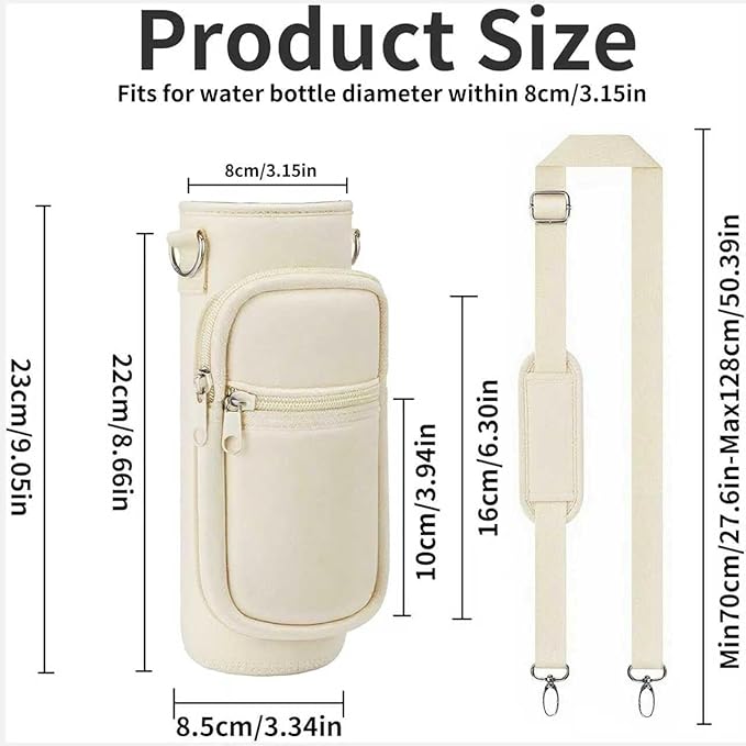 Insulated Water Bottle Holder Sling Bag with Phone Pocket, Adjustable Crossbody Strap for Walking, Hiking, Camping, Fishing