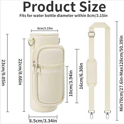 Insulated Water Bottle Holder Sling Bag with Phone Pocket, Adjustable Crossbody Strap for Walking, Hiking, Camping, Fishing