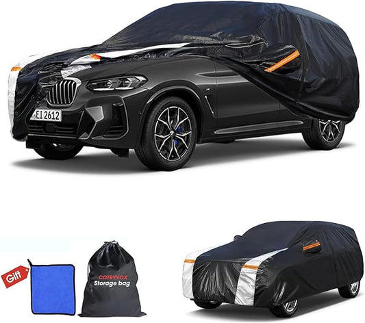 BMW X3 Car Cover 100% Waterproof All Weather, Gift with Towel, 10 Layers SUV Car Cover Custom Fit 2003-2026 BMW X3/X3M, Full Exterior Car Covers Rain Sun UV Protection with Door Zipper.