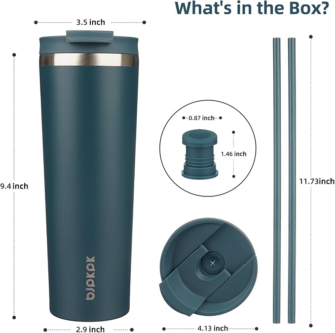 BJPKPK 30oz Stainless Steel Insulated Tumbler With lid And Straw Travel Coffee Thermal Tumblers Cup For Women And Men,Navy Blue