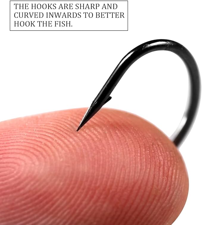 THKFISH 50pcs/100pcs/box Offset Worm Hook Fishing Hook Set Dropshot Hook Set Rubber Fish Jigs Fishing Kit # 2# 1 1/0 2/0 3/0