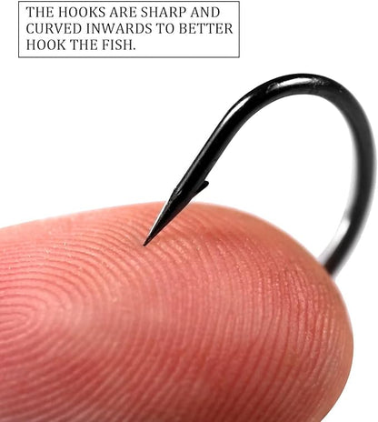 THKFISH 50pcs/100pcs/box Offset Worm Hook Fishing Hook Set Dropshot Hook Set Rubber Fish Jigs Fishing Kit # 2# 1 1/0 2/0 3/0