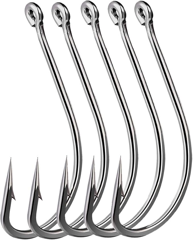 Dyxssm 150pcs/lot Forged Long Shanked Fishing Hooks Stainless Steel Fishing Hook for Saltwater Freshwater, Circle Octopus Fishing Hooks