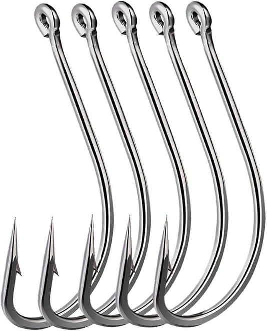 Dyxssm 150pcs/lot Forged Long Shanked Fishing Hooks Stainless Steel Fishing Hook for Saltwater Freshwater, Circle Octopus Fishing Hooks