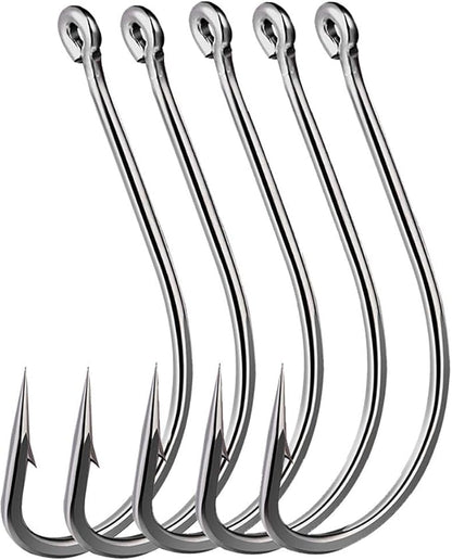 Dyxssm 150pcs/lot Forged Long Shanked Fishing Hooks Stainless Steel Fishing Hook for Saltwater Freshwater, Circle Octopus Fishing Hooks