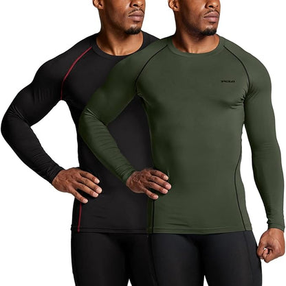 TSLA Men's Thermal Long Sleeve Compression Shirts, Athletic Base Layer Top, Winter Gear Running T-Shirt