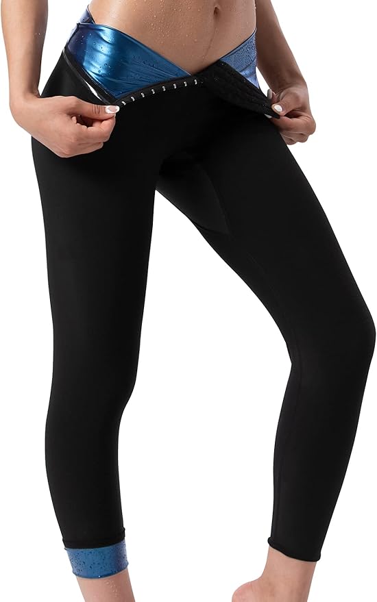 Sauna Pants Women Sweat Capris Slimming Leggings,Mesh Crotch,High Waist Workout Body Shaper Suits