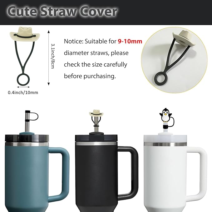 Stanley Cup Accessories Set: Silicone Spill Proof Stopper, Straw Cover Cap, Silicone Boot for 40oz & 30oz Tumbler (BLACK)