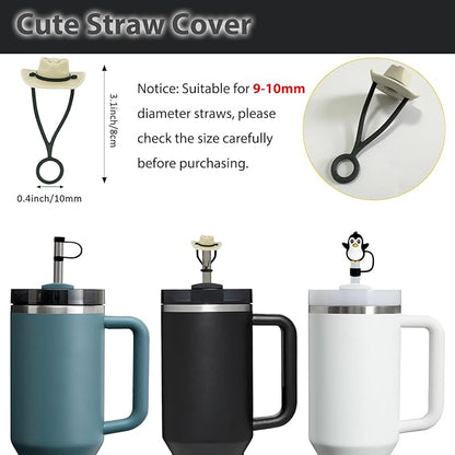 Stanley Cup Accessories Set: Silicone Spill Proof Stopper, Straw Cover Cap, Silicone Boot for 40oz & 30oz Tumbler (BLACK)