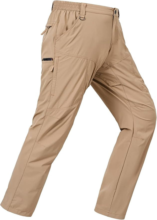Mens Lightweight Cargo Hiking Patns Outdoor Quick Dry Work Tactical Pants with 6 Pockets Water Resistant Fishing Travel Pants