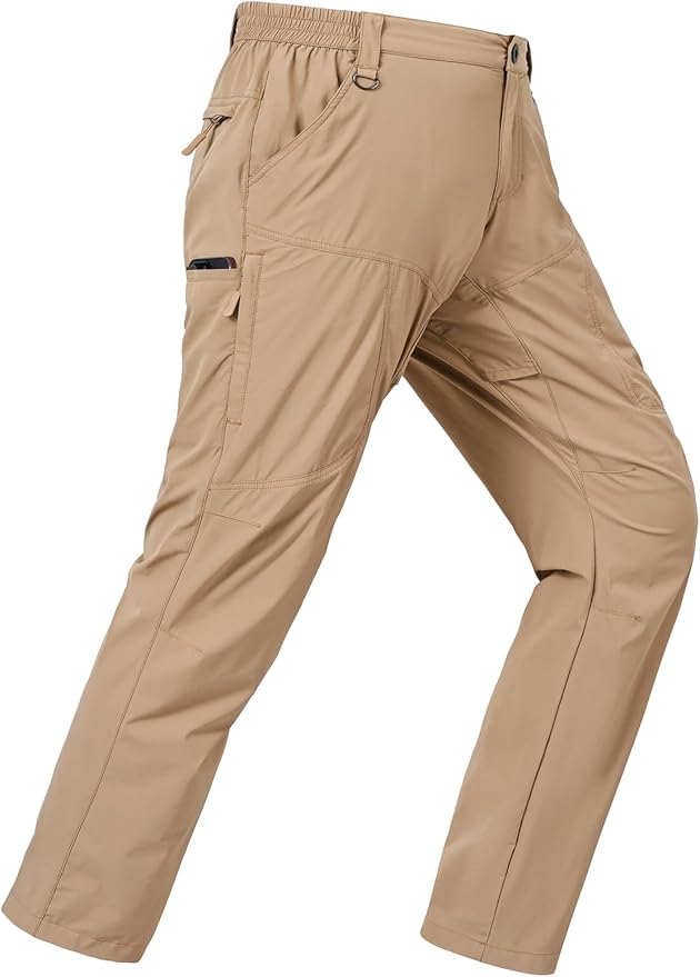 Mens Lightweight Cargo Hiking Patns Outdoor Quick Dry Work Tactical Pants with 6 Pockets Water Resistant Fishing Travel Pants