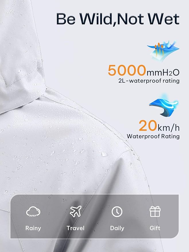 Womens Waterproof Rain jacket Lightweight Active Outdoor Raincoat with Removable Hood