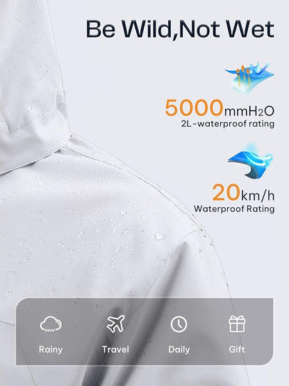 Womens Waterproof Rain jacket Lightweight Active Outdoor Raincoat with Removable Hood