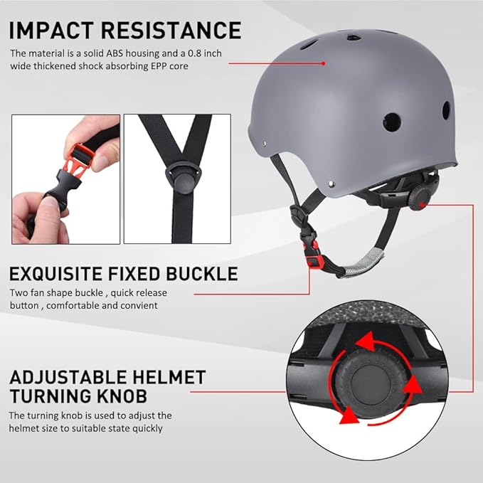 JBM Skating Protective Gear Adult Skateboard Helmet Knee and Elbow Pads with Wrist Guards for Inline Roller Skating, Skateboarding, Scootering