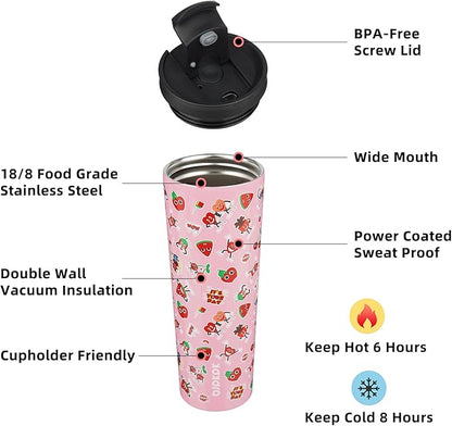 BJPKPK 30oz Stainless Steel Insulated Tumbler With lid And Straw Travel Coffee Thermal Tumblers Cup For Women And Men,Passionate Pink