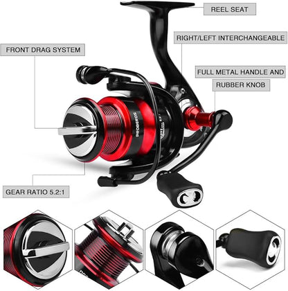Fishing Rod Reel Combo - Fishing Poles and Reels Combos - Carbon Fiber Telescopic Fishing Pole with 2000 Spinning Reel Combos - Freshwater Bass Fishing Tackle Set Fishing Rods Kit