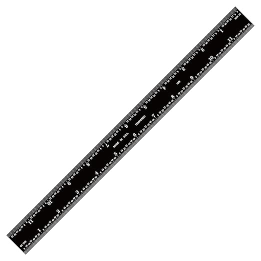 Pec Tools 12-inch Ruler, 0.035" Thick X 1" Wide, 1/32", 1/64", 1/50", 1/100" High-Precision Ruler, Stainless Steel, High Contrast, Made in USA
