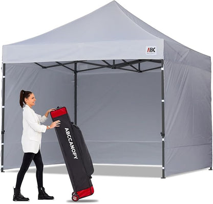 ABCCANOPY Heavy Duty Easy Pop up Canopy Tent with Sidewalls 10x10, Gray