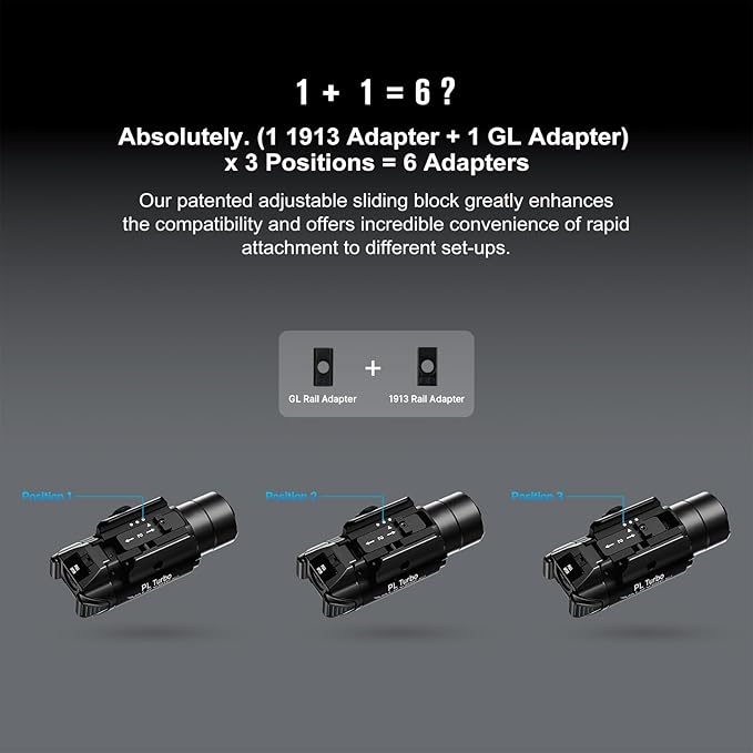 OLIGHT PL Turbo Weaponlight, 800-Lumen 515 Meters Long-Range Tactical Flashlight, 66,300 High Candela Compact Rail-Mounted Light with Strobe Function and Rail Locating Keys, Fits Picatinny and GL Rail