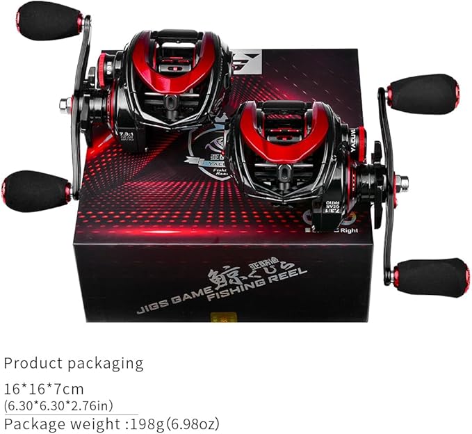 YACUYU Fishing Reels Baitcaster Reel - 7.3:1 Gear Ratio Magnetic Braking System Carbon Fiber Drag Low Profile 6+1 Ball Bearings Fish Casting Baitcasting Fishing Reel