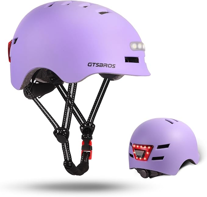 Bike Helmets for Adults - Front and Rear LED Lights Adjustable Bicycle Helmet for Adults Men Women Scooter Helmet for Commuting, Road Biking, Skating, Scooter