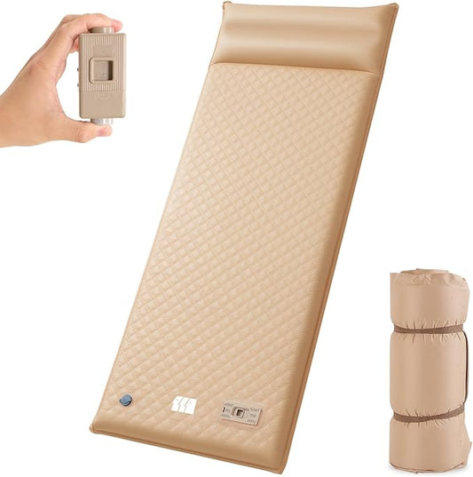 Sleeping Pad for Camping,3.14" Thick Memory Foam Self Inflating Mattress with Pillow and Built-in Electric Pump,4-Season Adult for Travel/Tent/Car