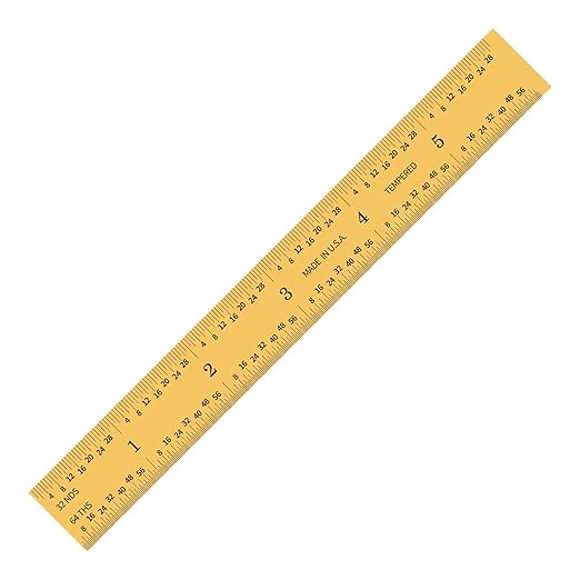 PEC Tools Rigid 6" x 150mm Ruler, Titanium Nitride Coating, Accuracy 1/32“, 1/64”, 0.5mm, 1mm, Suitable for Engineers and Technicians Working Between Imperial and Metric Systems. Made in USA