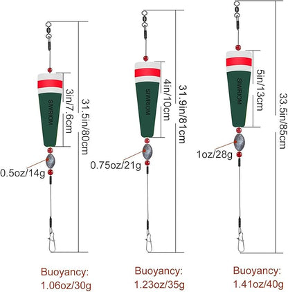 Popping Corks Floats for Saltwater Fishing Bobber, 4PCS Weighted Bobbers Inshore Fishing Popping Cork Float Rig Rattle Popper for Redfish Speckled Trout Sheepshead Flounder Fishing Tackle