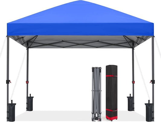 ABCCANOPY 10x10 Pop Up Canopy - Outdoor Patio Portable Canopy Tent Gazebo Heavy Duty for Backyard and Deck with 4 Sandbags and 8 Stakes(Blue, 10x10)