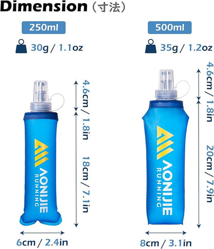 TRIWONDER Soft Flask Collapsible Water Bottles Running Bottle BPA-Free Foldable Handheld Runner Water Flask for Hydration Pack Marathon Hiking Cycling Climbing Travel (500ml/16.9oz)