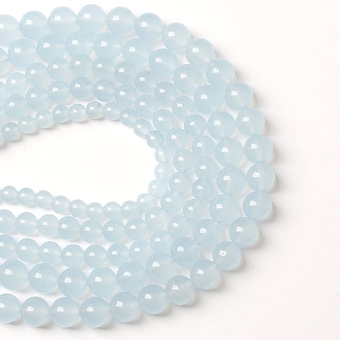 6MM 60PCS Natural Stone Light Blue Chalcedony Loose Beads for Jewelry Making DIY Bracelet Necklace