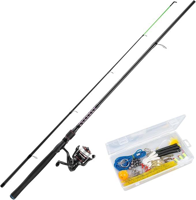 KastKing Brutus Fishing Rod and Reel Combo, Spinning & SpinCast Combo, Custom Tackle Kit, Pre-Spooled Line, Brute Tuff 2Pc Blanks, Stainless Steel Guide, EVA Handles, Custom Graphite Reel Seat