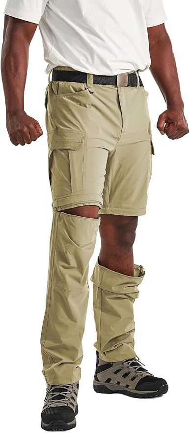 Men's Convertible Hiking Pants Waterproof Quick Dry Zip-Off Lightweight Tactical Multi-Pocket Outdoor Fishing Safari Trousers