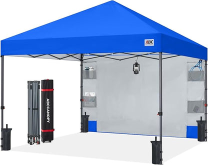 ABCCANOPY Pop Up Canopy with Sidewall,10x10 Outdoor Canopy Tent with Storage Sidewall for Commercial Events with 4 Weights (Royal Blue)