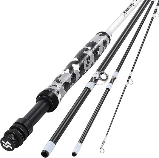 Sougayilang Fly Fishing Rod, Lightweight Ultra-Portable 4 Pieces 5/6wt Graphite 9' Fly Rod for Complete Starter with SuperPolymer Handle
