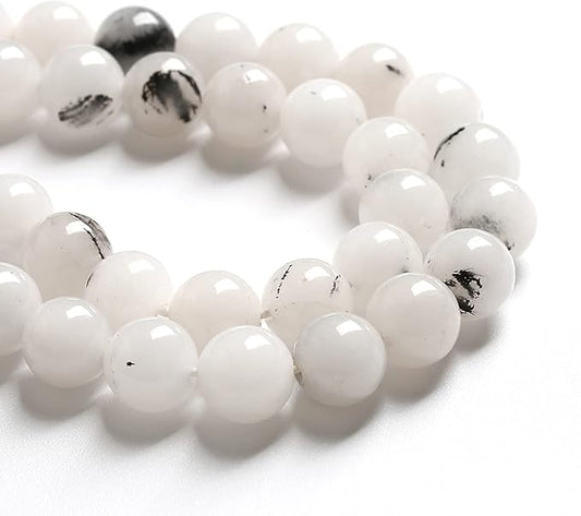 10MM 38PCS Natural Stone Ink Spots Jade Loose Beads for Jewelry Making DIY Bracelet Necklace