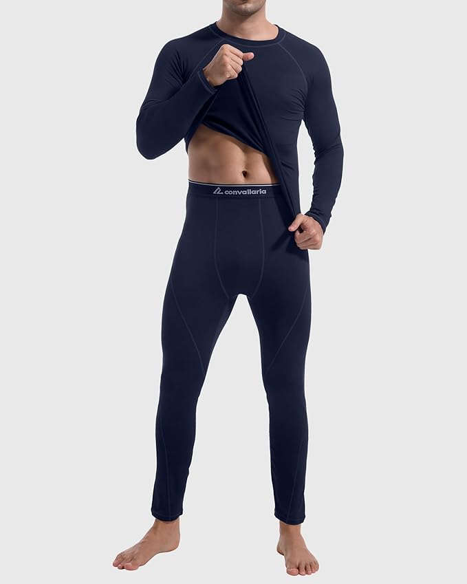 CL convallaria Thermal Underwear for Men Long Johns Fleece Lined Hunting Gear Set Base Layer for Cold Weather XS-4XL
