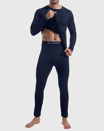 CL convallaria Thermal Underwear for Men Long Johns Fleece Lined Hunting Gear Set Base Layer for Cold Weather XS-4XL