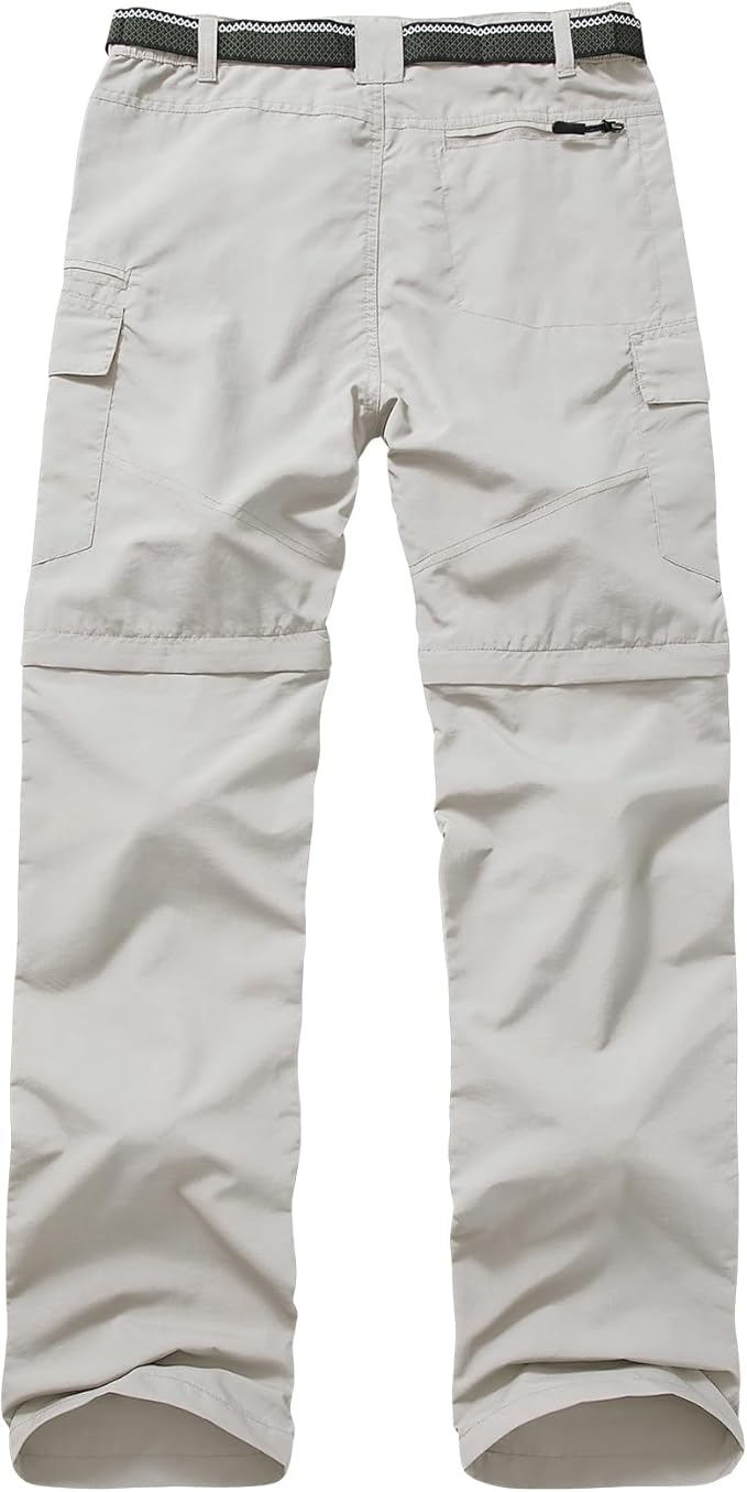 Mens Hiking Convertible Pants Quick Dry Waterproof Zip Off Lightweight Cargo Safari Fishing Work Pants Trousers with Belt