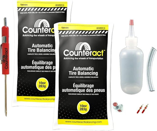 Counteract DIYSK-10 Do It Yourself Tire/Wheel Balancing Beads Kit - Off -Road, Medium/Heavy Duty Truck Tires, (2) 10oz DIY Bead Bags, (2) Valve Caps and Cores, (1) Core Remover, Injector Bottle