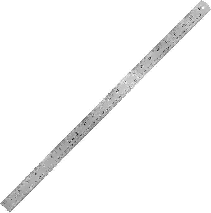 Pacific Arc 24 Inch Stainless Steel Ruler with Inch/Metric Conversion Table