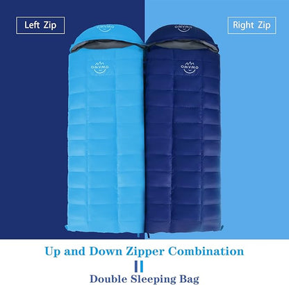 0 20 Degrees F Down Sleeping Bag for Adults,4 Season Cold Weather Rectangle Wearable Down Sleeping Bag for Camping Hiking,Can be Used as Blanket Quilt or Cloak,with Mesh Sack Buckle Strap