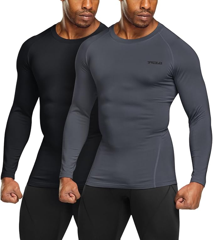 TSLA Men's Thermal Long Sleeve Compression Shirts, Athletic Base Layer Top, Winter Gear Running T-Shirt