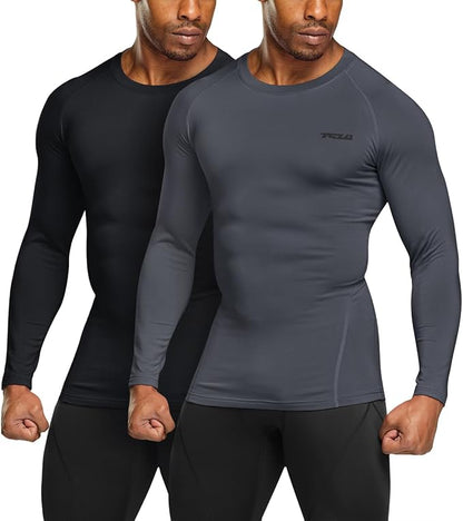 TSLA Men's Thermal Long Sleeve Compression Shirts, Athletic Base Layer Top, Winter Gear Running T-Shirt