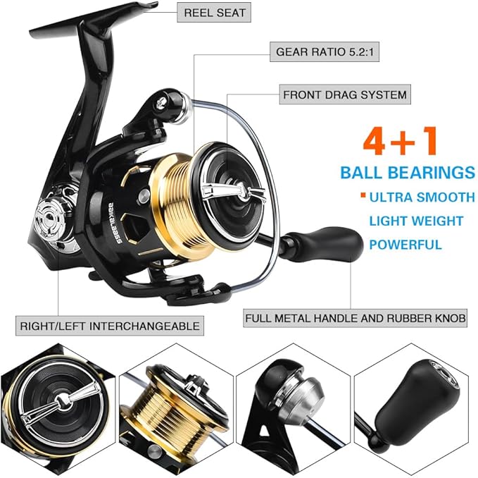 Fishing Rod and Reel Combo - Carbon Fiber Telescopic Fishing Pole with 2000 Spinning Reel Combos - Sea Saltwater Freshwater Ice Bass Fishing Tackle Set Fishing Rods Kit Fishing Poles and Reels Combo