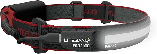 LED Headlamp, Liteband PRO 1400 Lumens Super Bright Head Lamp, Rechargeable Battery Powered Tactical Headlamps, Camping, Running, Hard Hat Light, Best Rated Hands Free Forehead Flashlight, Carbon